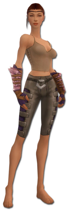 Waldläufer Lindwurmschuppen-Rüstung Weiblich hand bein vorne.jpg