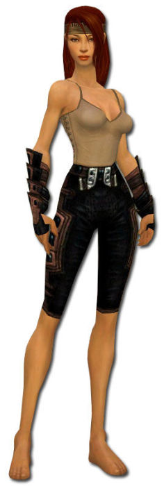 Waldläufer Obsidian-Rüstung Weiblich hand bein vorne.jpg