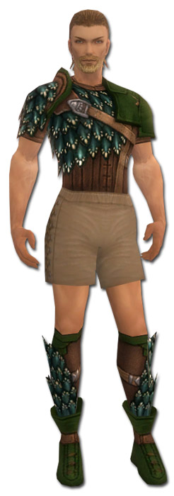 Waldläufer Lindwurmschuppen-Rüstung Männlich brust schuh vorne.jpg