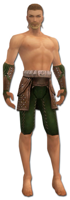 Waldläufer Beschlagene Leder-Rüstung Männlich hand bein vorne.jpg