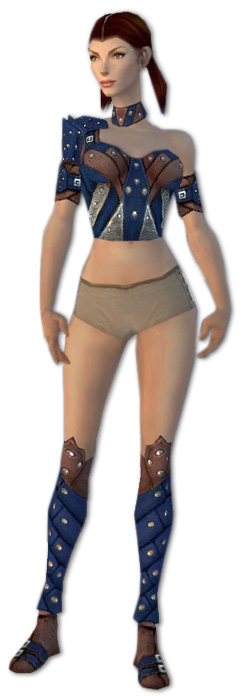 Waldläufer Elite-Beschlagene Leder-Rüstung Weiblich brust schuh vorne.jpg