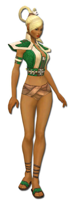 Mönch Elite-Heiligen-Rüstung Weiblich brust schuh vorne.jpg