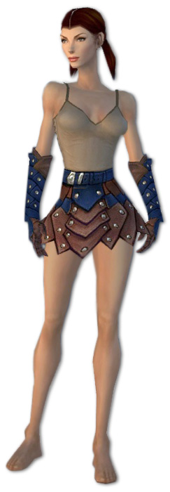 Waldläufer Elite-Beschlagene Leder-Rüstung Weiblich hand bein vorne.jpg