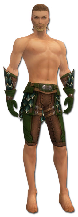 Waldläufer Lindwurmschuppen-Rüstung Männlich hand bein vorne.jpg