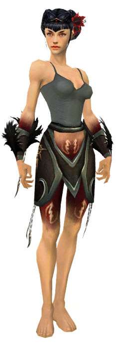 Nekromant Sonnenspeer-Rüstung Weiblich hand bein vorne.jpg