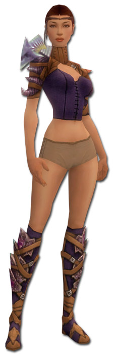 Waldläufer Lindwurmschuppen-Rüstung Weiblich brust schuh vorne.jpg