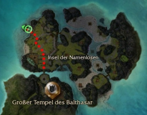 Die rote Markierung zeigt den Weg