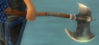 Kriegsaxt (B) Kampfaxt (B) Beil (P) Hitze-Flammenspeier (P) Rostige Axt (F) Anfänger-Axt (B)