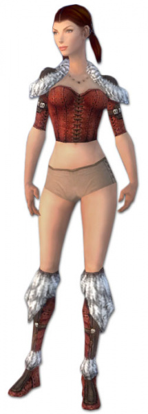 Datei:Waldläufer Elite-Pelzverbrämte-Rüstung Weiblich brust schuh vorne.jpg