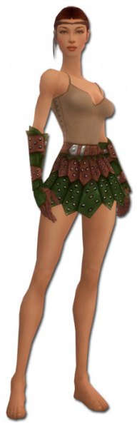 Datei:Waldläufer Beschlagene Leder-Rüstung Weiblich hand bein vorne.jpg